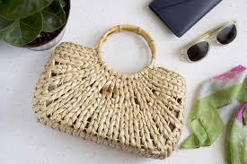 fabric and straw handbags