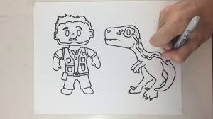 The most common jurassic world owen material is polyester. How To Draw Blue And Owen Simple Jurassic World Youtube