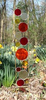 Stained Glass Garden Art Stake Red