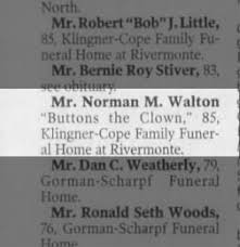 funeral notice of norman m walton