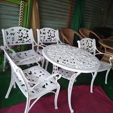White Paint Coated Cast Iron Chair And