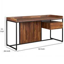 Brown desks & computer tables : Wooden Top Desk With Rectangular Metal Frame Walnut Brown Sandy Black On Sale Overstock 29366760
