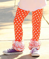 Sew Sassy Boutique Orange White Polka Dot Icing Leggings Infant Toddler Girls
