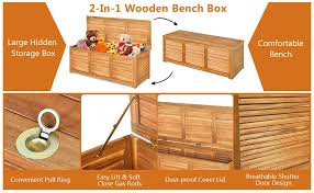 47 Gallon Acacia Wood Storage Bench Box