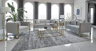 tufted back living room set grey coaster