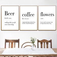 Buy coffee and wine by elenara gonçalves as a canvas print Buy Minimalist Art Definition Beer Coffee Wine Quotes Posters Print Nordic Kitchen Room Wall Art Picture Home Decor Canvas Painting Cicig