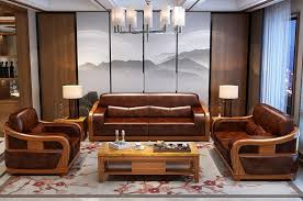 teak wood leatherite sofa