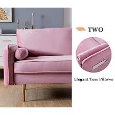 velvet couch with 2 small pillows