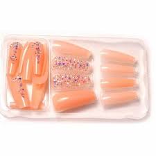 light orange artificial nails full nail