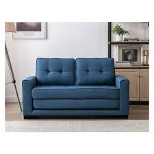 Us Pride Furniture Bray 58 In Ocean Blue Linen 2 Seater Twin Sleeper Sofa Bed With Removable Cushions