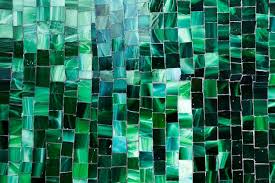 Gradient Green Mosaic Bathroom Tiles