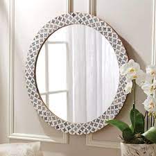 Medium Round White Art Deco Mirror