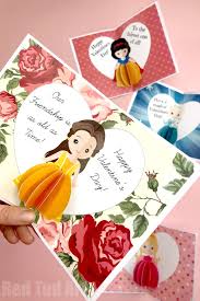 I love valentine's day cards that have cute sayings. 3d Princess Pop Up Cards For Valentines Birthdays Red Ted Art Make Crafting With Kids Easy Fun