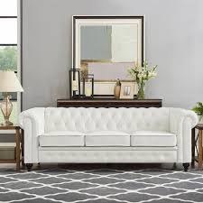 homestock white chesterfield sofa with