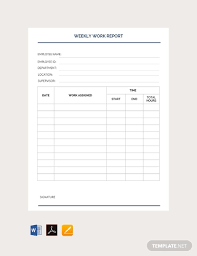 Free Weekly Work Report Template Pdf Word Apple Pages