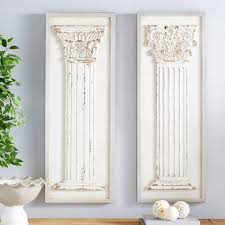 Set Of 2 White Wood Vintage Wall Decor