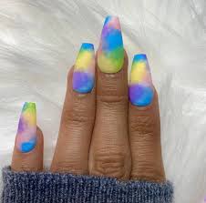28pcs rainbow tie dye press on nails