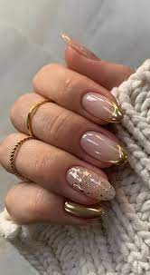 metallic gold french tip nails