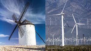 a windmill and a wind turbine