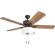 prominence home snowden farmhouse 52 aged bronze led ceiling fan linen drum light 3 sd remote