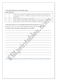 notebook review reading esl worksheet by melocoton 