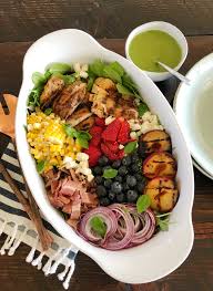 summer grilled cobb salad with basil
