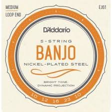 Daddario Ej61 Nickel Wound Banjo Strings 010 023 Medium 5 Str