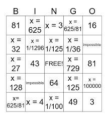 Solving Logarithmic Equations Bingo Card