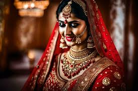 a beautiful indian bride in red and