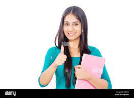 1 indian Young Woman College Student Thumbs Up showing Stock Photo - Alamy
