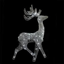 Northlight seasonal candy cane holographic decoration. Brite Star 52 Led Lighted Elegant White Glittered Reindeer Christmas Outdoor Decoration Target