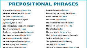 Prepositional phrases · adverbial (how, when, where) in clause structure (for example, 'on the train' in 'we met on the train. What Is A Prepositional Phrase 60 Useful Prepositional Phrase Examples In English Youtube