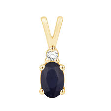 14k gold pendant with sapphire and diamond