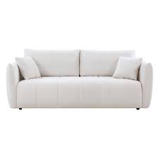 85 in square arm fabric upholstery rectangle 3 seater straight reclining sectional sofa in beige with 3 pillows