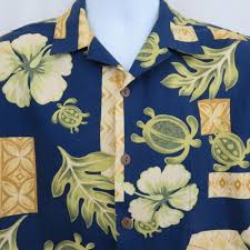 Hilo Hattie Turtle Honu Floral Hawaiian Aloha Shirt Cotton