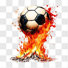 Fiery Soccer Ball Floating In