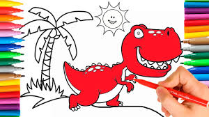 como dibujar y colorear un dinosaurio