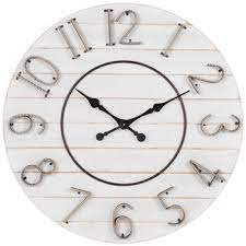 White Distressed Wood Wall Clock