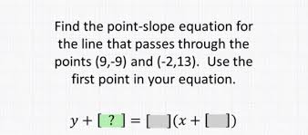 point slope equation for the line