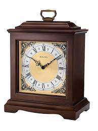 bulova chiming mantel clock brown