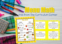Great for timed practice or for fast finishers. Menu Math Center The Curriculum Corner 123