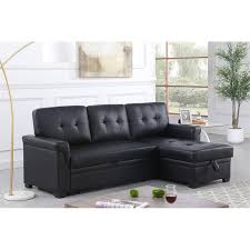 Faux Leather Reversible Sleeper Sofa