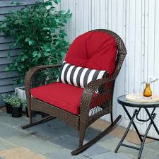 Outdoor Rattan Rocking Chair With Red
