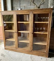 clic english oak glazed bookcase