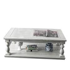 Plank Top Coffee Table With Open Shelf