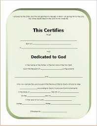 Child Dedication Certificate Template For Word Document Hub