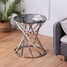 Round Glass Top End Table Side Table