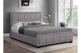 hann grey fabric double bed frame