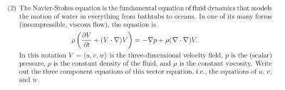 Solved 2 The Navier Stokes Equation
