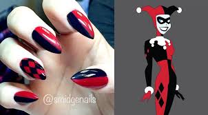 harley quinn themed nail art designs